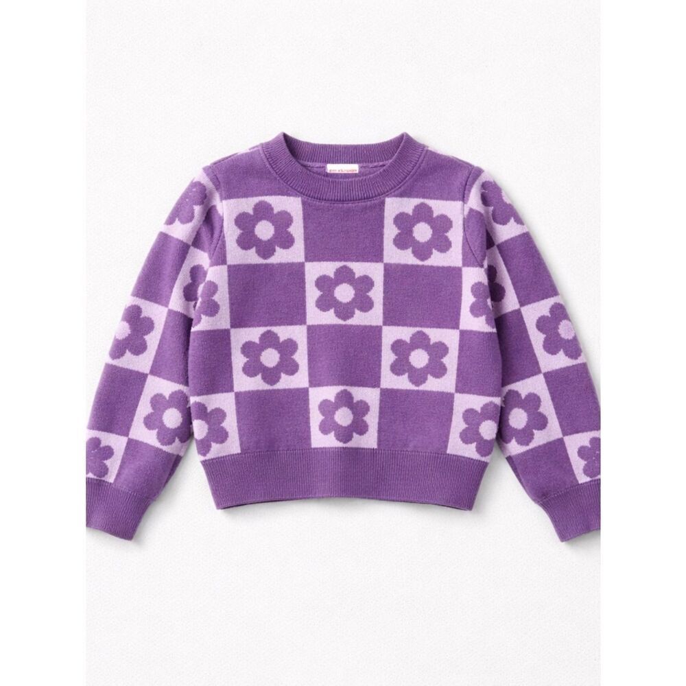 Design History Purple daisy block floral sweater NWOT size 3T